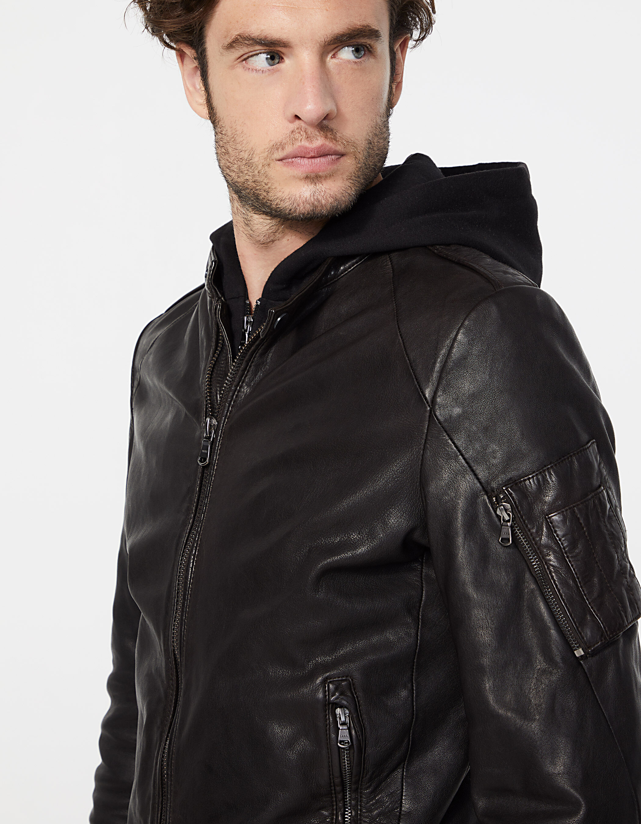 IKKS-BLOUSON-EN-CUIR-MARRON-