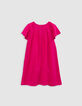 Vestido rosa vivo tejido gofrado plumetis niña-6
