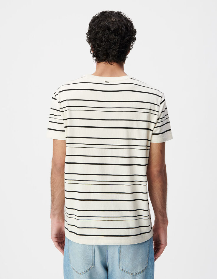 Camiseta blanca de Hombre con estampado de rayas negras-3