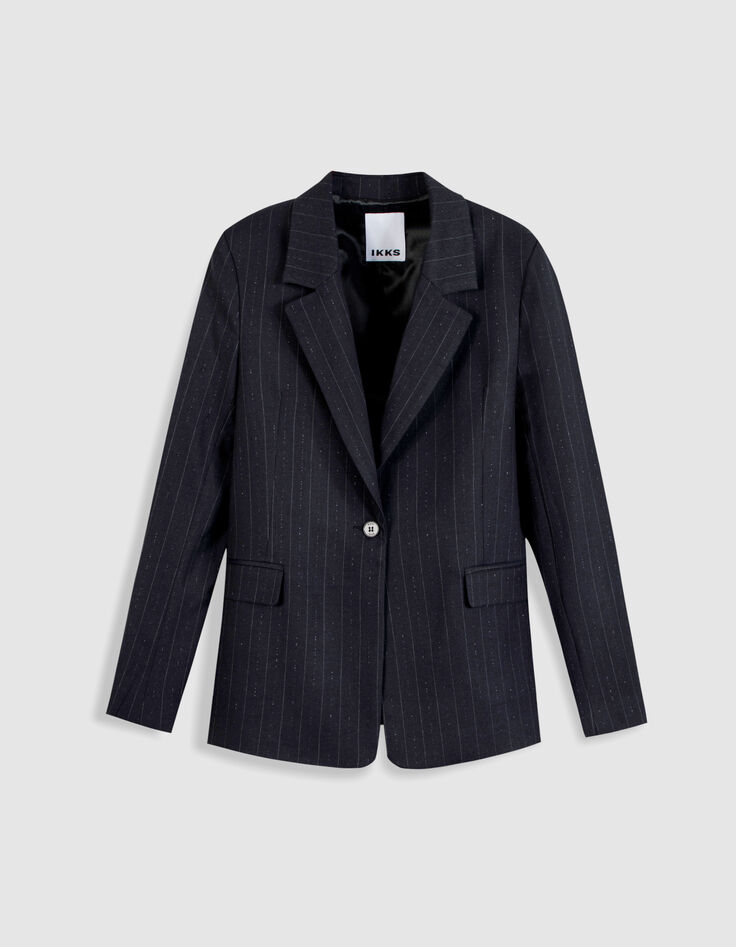 Veste de tailleur marine motif rayures tennis Femme-7