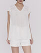 Women’s ecru embroidered dotted Swiss viscose top-2