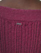 Jersey violeta punto puntadas y cadenas en mangas mujer-5
