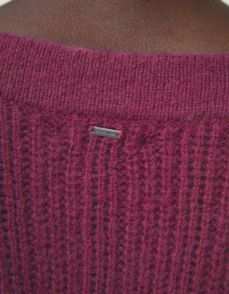 Jersey violeta punto puntadas y cadenas en mangas mujer-5
