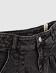 Short en jean noir délavé fille-4