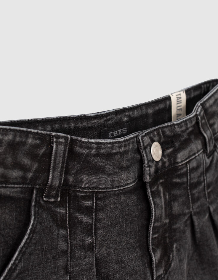 Short en jean noir délavé fille-4