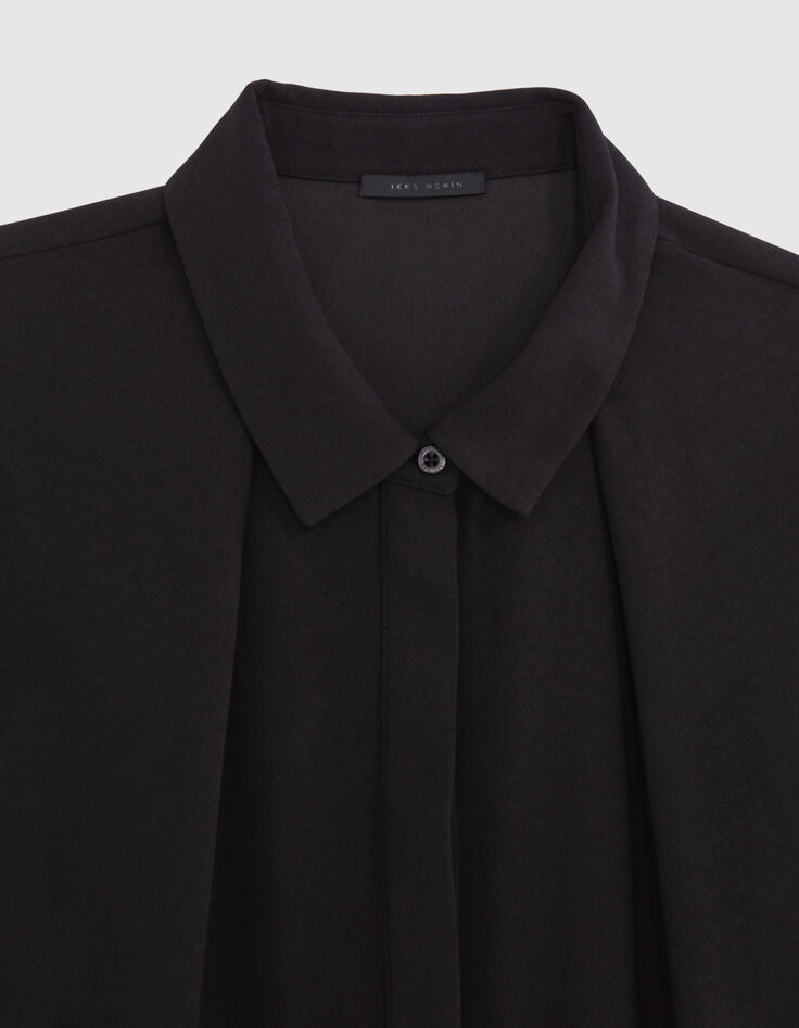 Robe chemise noire recyclée détail guipure Femme-6