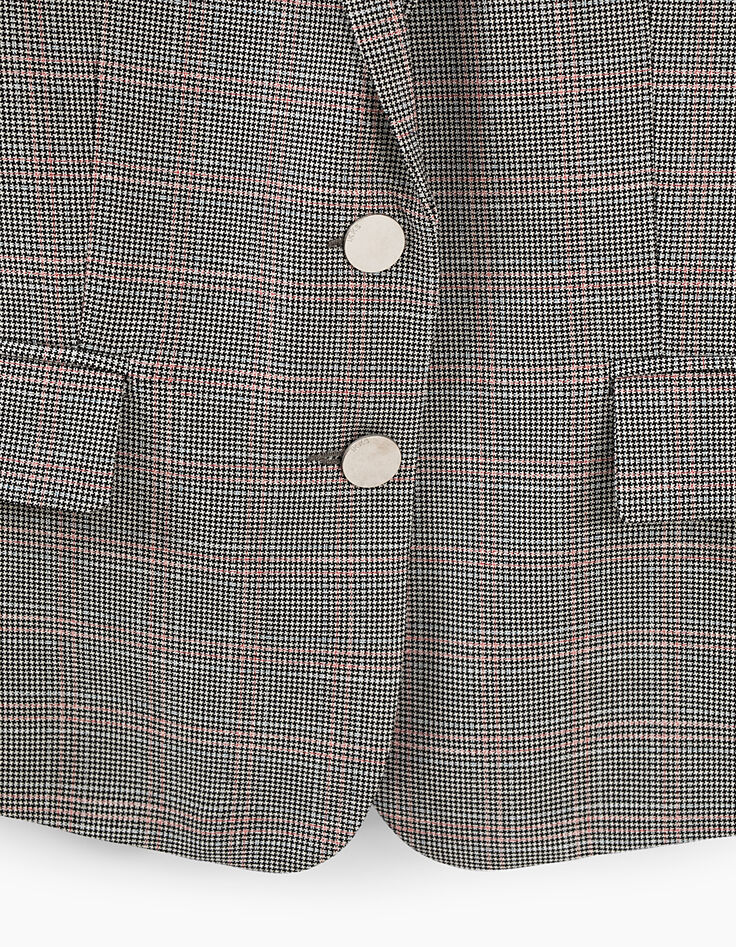 Veste tailleur prince de galles à capuche amovible femme-2