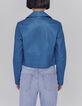 Blouson en cuir d'agneau certifié bleu émeraude femme-3