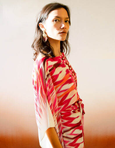 Robe longue fuchsia motif ethnique IKKS x GIGEEZ Femme - IKKS