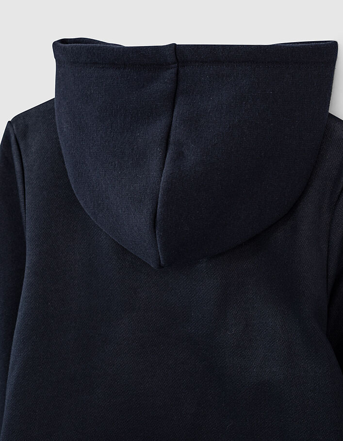 Girls’ dark navy coated hooded biker-style cardigan - IKKS