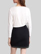 Women's off-white studded foil linen T-shirt-2