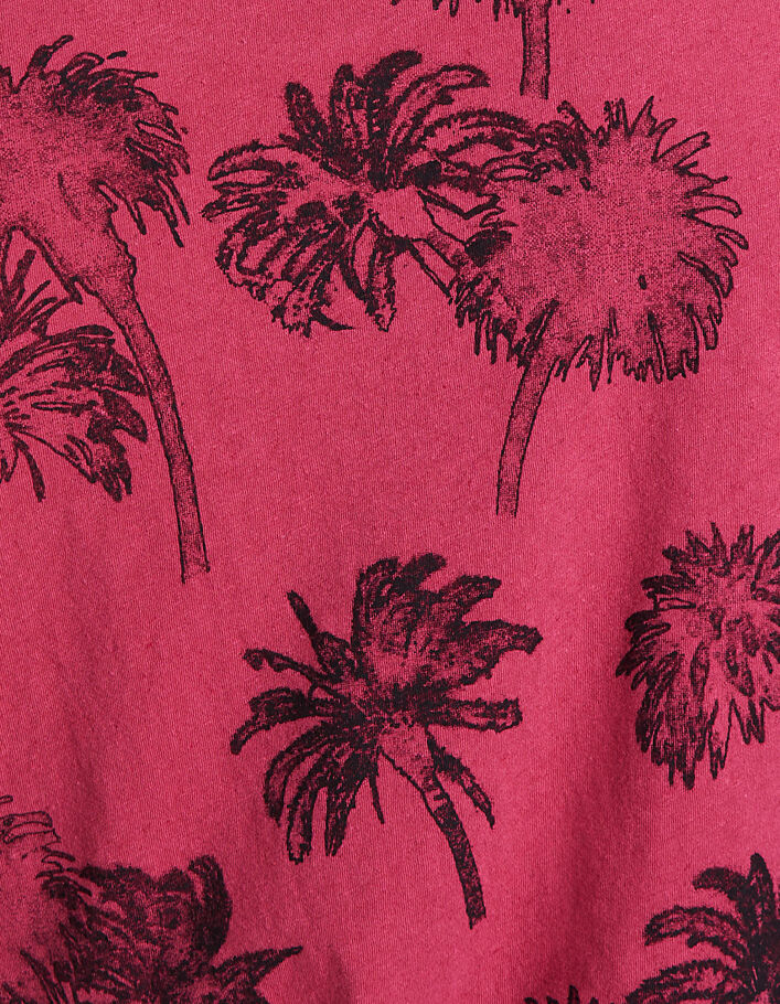 Tee-shirt rose framboise à imprimé palmiers Homme  - IKKS