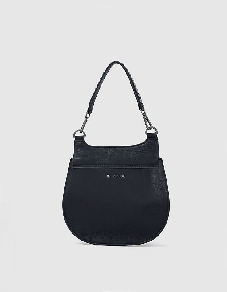 Sac besace The Small Plumber cuir noir clous bijoux femme-3