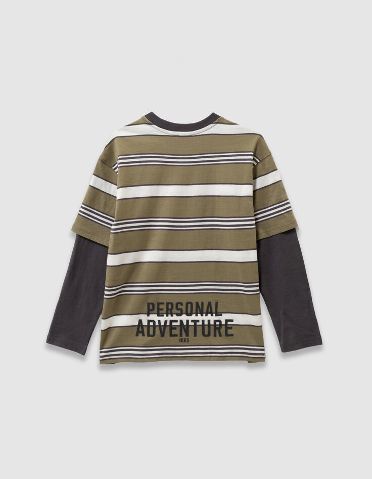 Camiseta trampantojo mangas grises algodón niño-5 Camiseta trampantojo mangas grises algodón niño-5