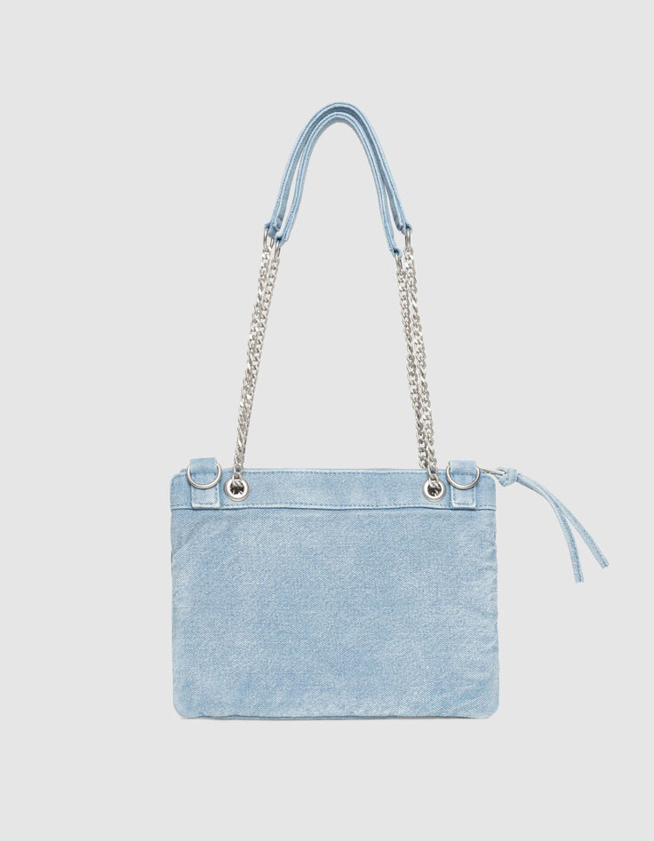 Sac pochette 1440 Reporter bleu en jean délavé Femme-2 Sac pochette 1440 Reporter bleu en jean délavé Femme-2