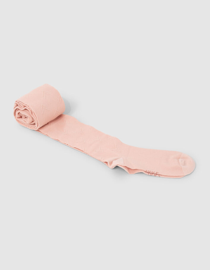 Girls’ pink chevron motif knit tights-2