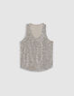 Top argenté brodé sequins Femme-5