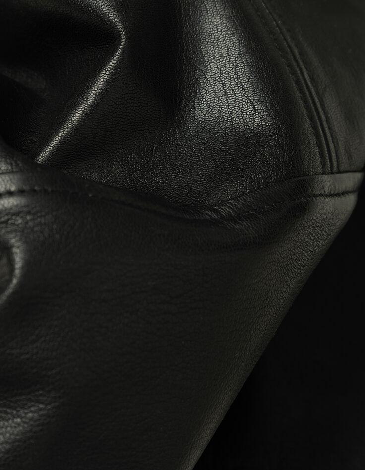 Men’s black leather jacket with zipped pockets-8
