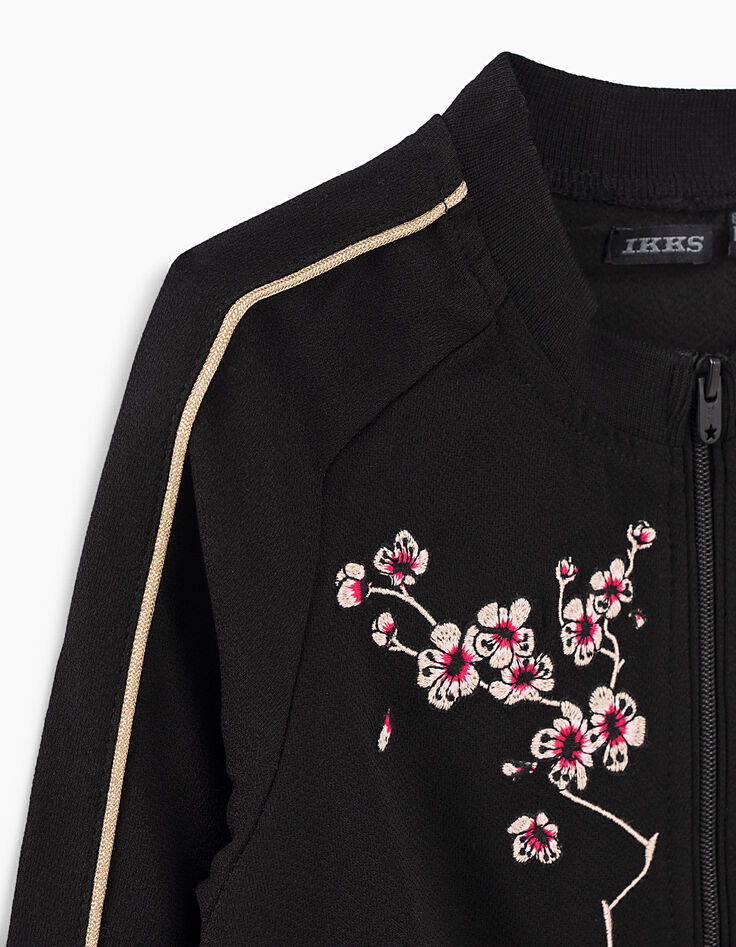 Combi-short noir esprit bomber avec broderies fille-4 Combi-short noir esprit bomber avec broderies fille-4