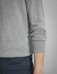 Pull gris chiné cachemire à col rond Homme-4