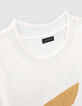 Cremeweißes Mädchen-T-Shirt mit goldfarbener Herzstickerei-4