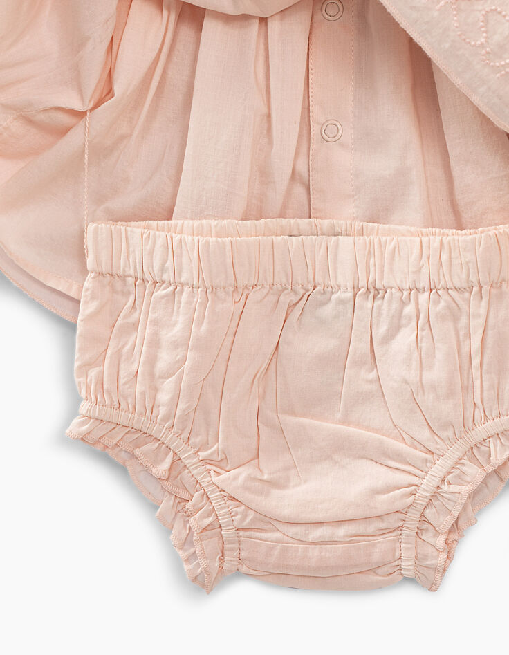 Baby girls&rsquo; powder pink 2-in-1 dress with bloomers-2