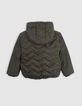 Chaqueta de espiga termosellada de nailon caqui para niño-6