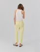 Gele brede broek met afneembare riem Dames-2