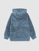 Sweat bleu fonc&eacute; imprim&eacute; Bandana &agrave; capuche gar&ccedil;on -3