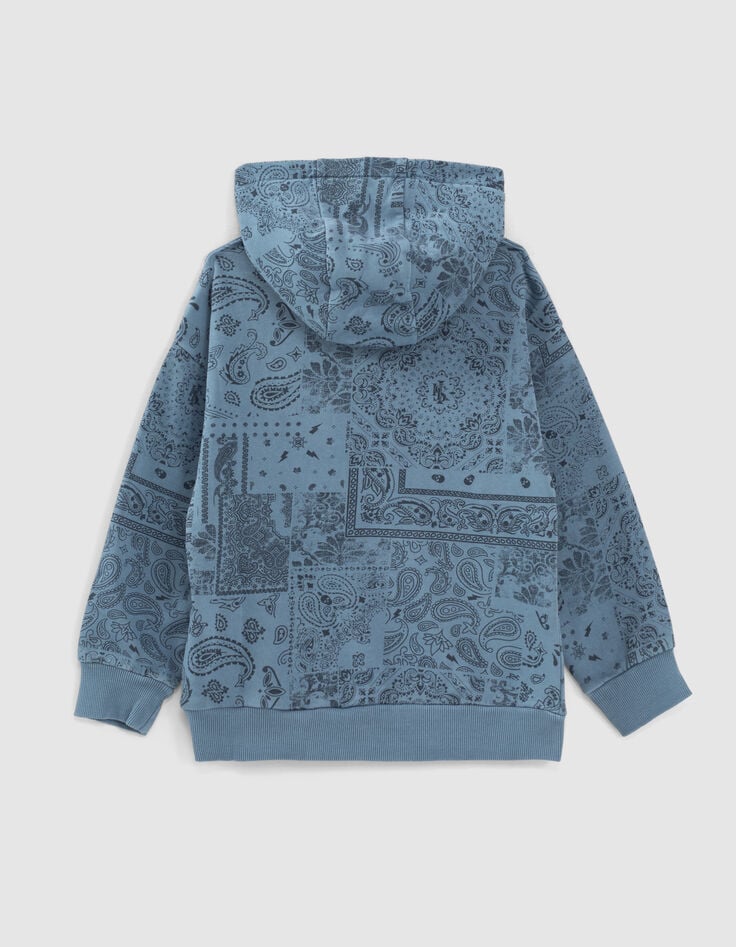 Sweat bleu fonc&eacute; imprim&eacute; Bandana &agrave; capuche gar&ccedil;on -3