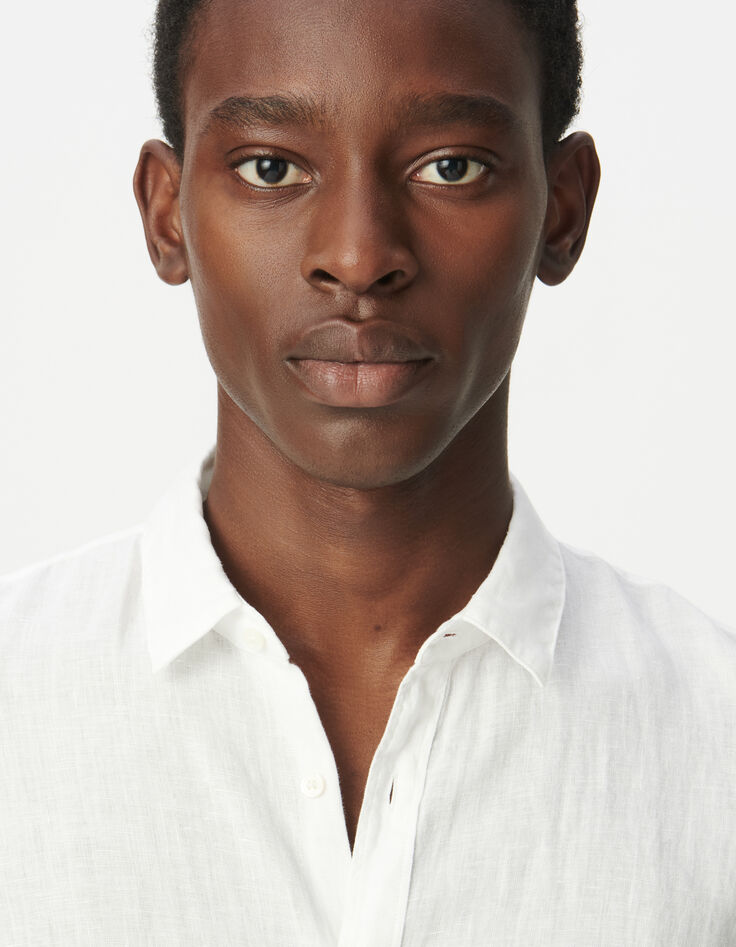 Chemise SLIM blanche 100% lin Homme-4