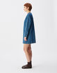 Women's blue denim dress with three patch pockets-4