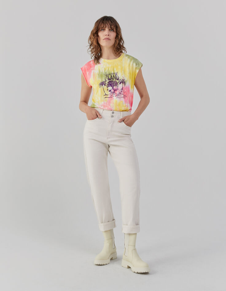 Camiseta loose color crudo tie&dye mujer-7
