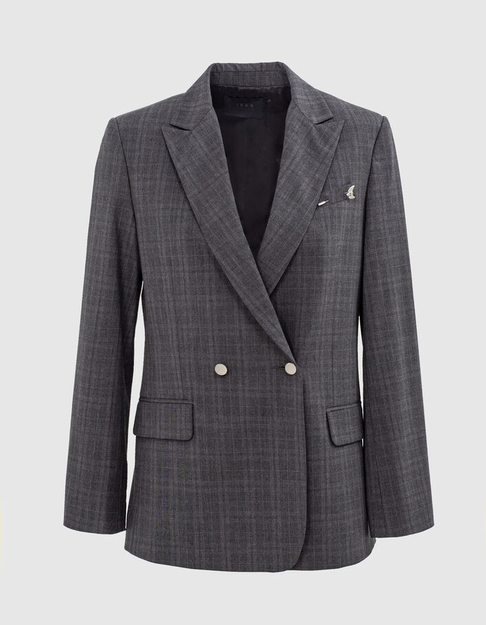  Women’s grey check jacket with flap pockets - IKKS