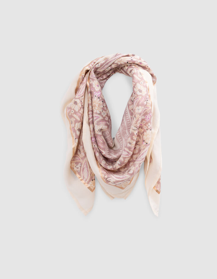 Roze vierkante sjaal met paisleyprint voor meisjes-1