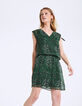 Fitted V-neck leopard print voile dress -2