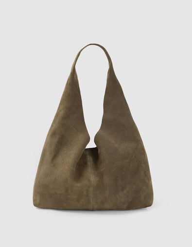 Sac Hobo kaki velours souple Femme - IKKS