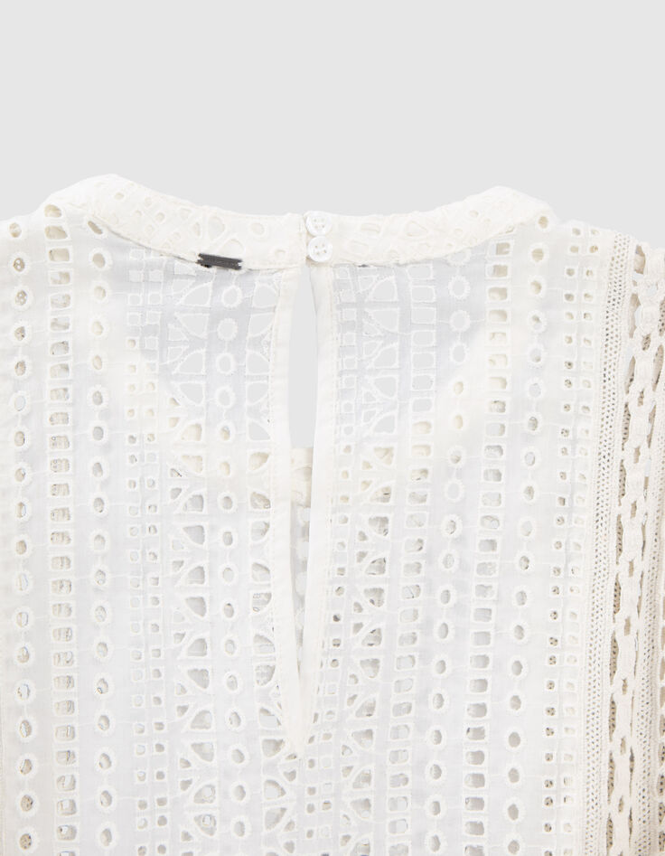 Blouse blanc cassé en guipure Femme-6