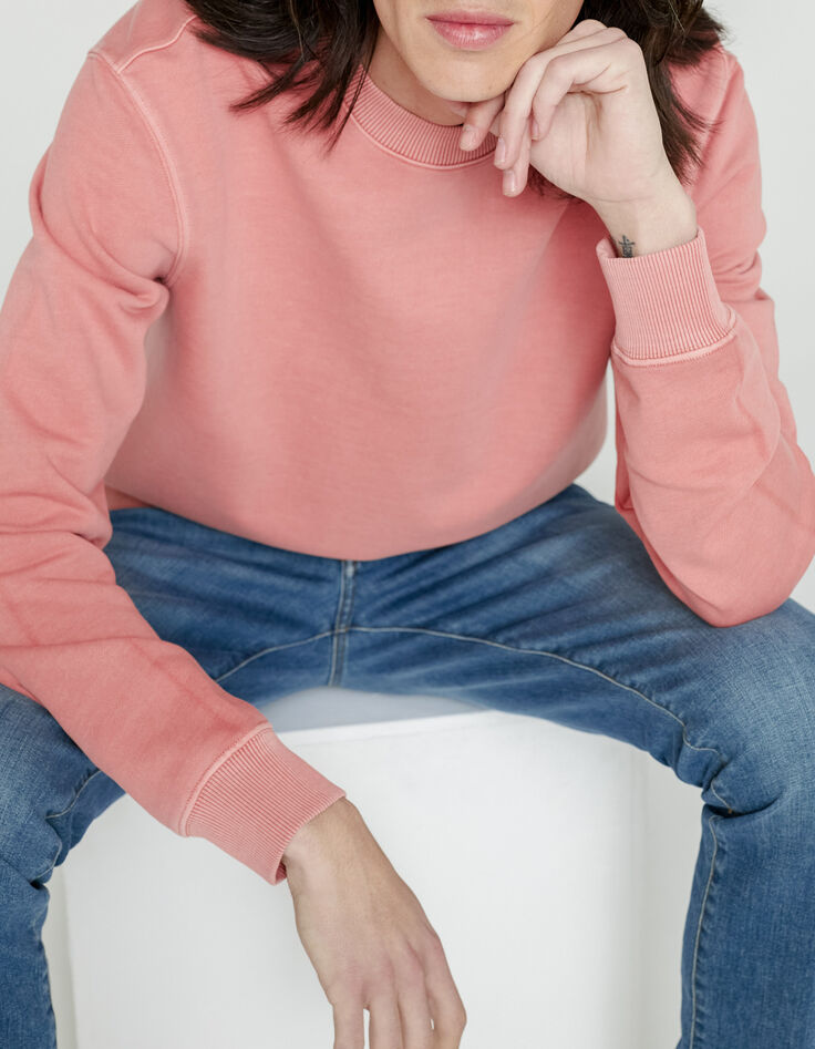 Sweat corail en molleton blanchi Homme-1 Sweat corail en molleton blanchi Homme-1
