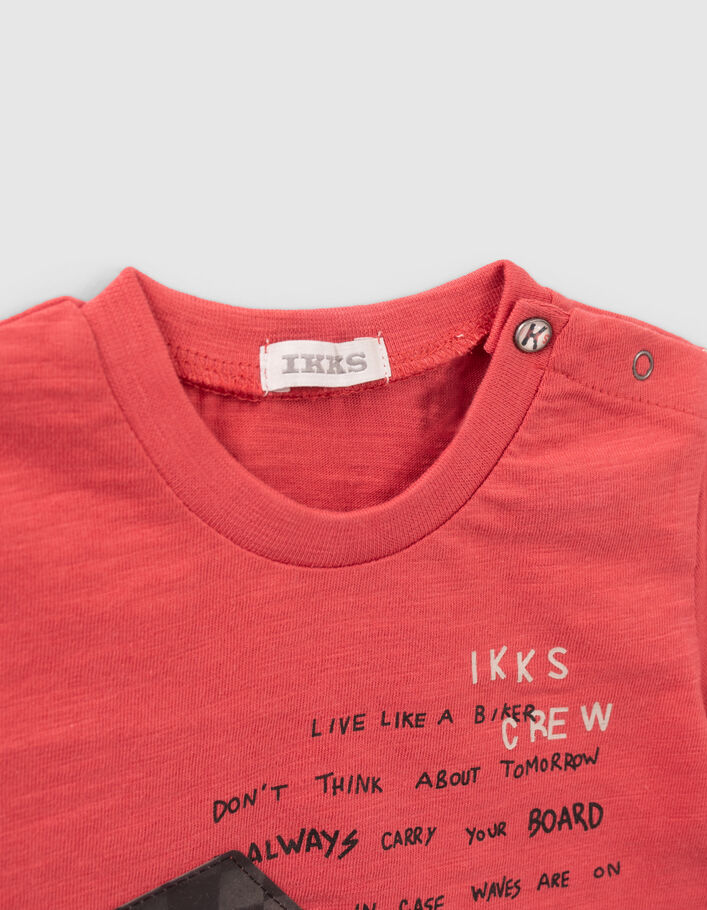 Baby boys’ red T-shirt with 3D lightning image - IKKS