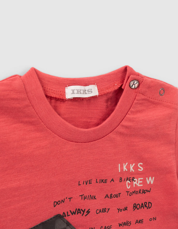 Baby boys’ red T-shirt with 3D lightning image-4