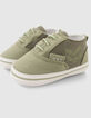 Kaki sneakers linnen, twee materialen babyjongens-7