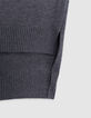 Ärmelloser grauer Pullover mit Botschaft für Mädchen-4
