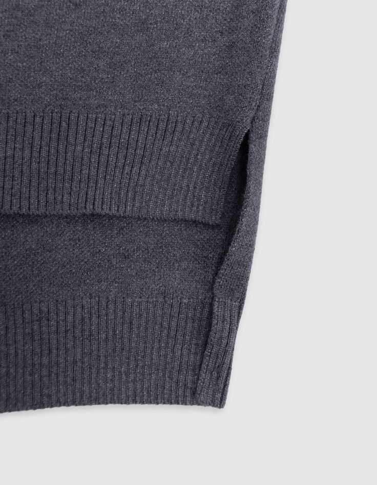 Ärmelloser grauer Pullover mit Botschaft für Mädchen-4