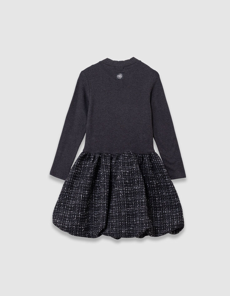 Girls’ black tweed-look mixed-fabric dress-4