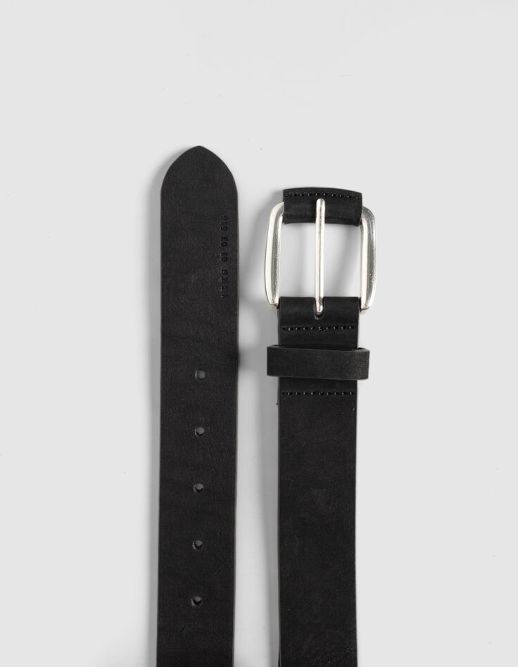Ceinture noire cuir lisse boucle ovale Homme-2