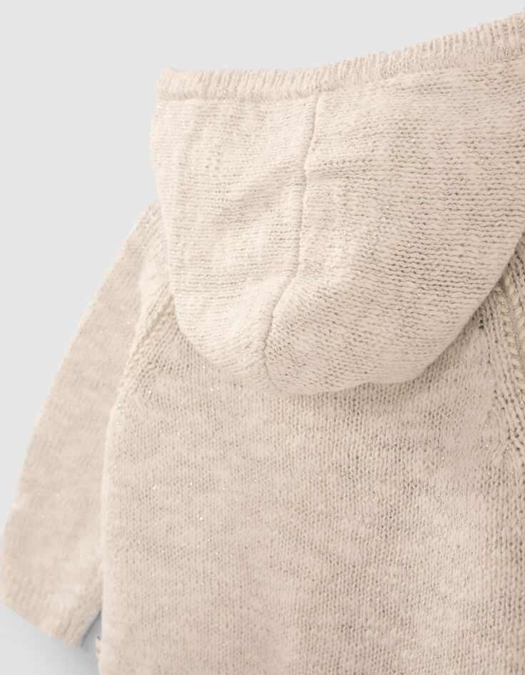 Cardigan blanc cassé tricot pailleté bébé fille-6