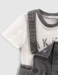 Ensemble salopette en jean et T-shirt damier bébé garçon-5