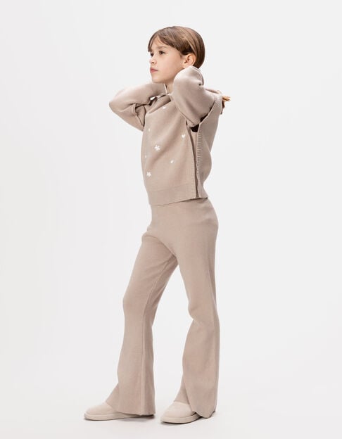 Pantalon flare beige tricot fille - IKKS