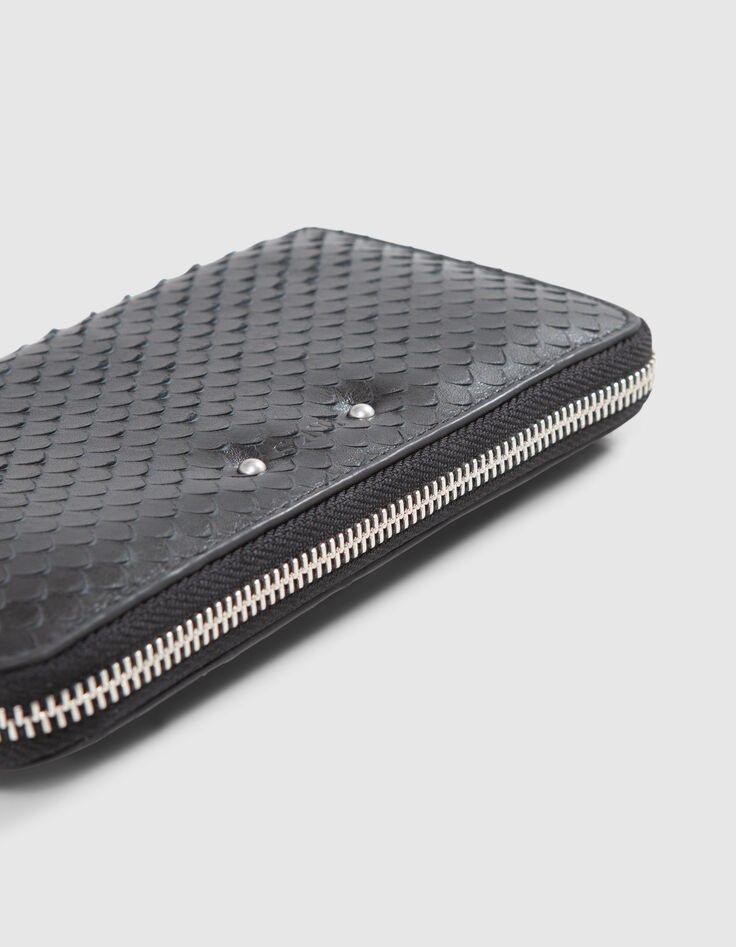Cartera mujer 1440 Compagnon de cuero repujado negro para mujer-3